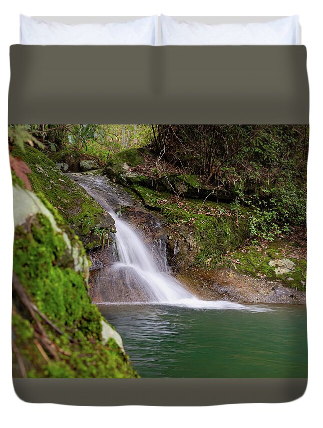 Waterfall Duvet Cover featuring the photograph Mountain Waterfall II by William Dickman