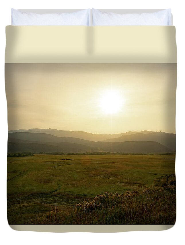 Mountain Duvet Cover featuring the photograph Mountains at Dawn by Nicole Lloyd