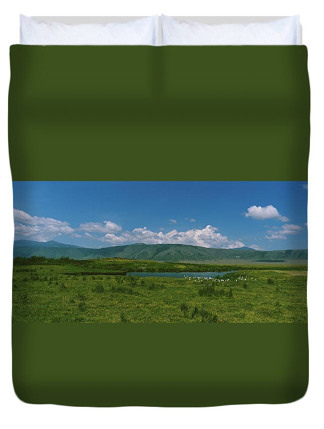 Photography Duvet Cover featuring the photograph Mountains On A Landscape, Ngorongoro by Panoramic Images