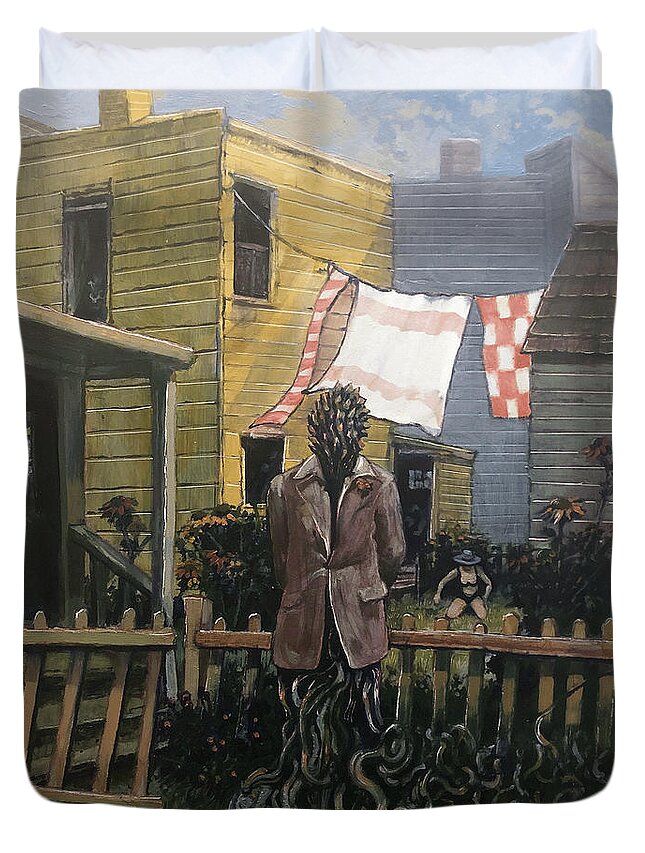 Garden Duvet Cover featuring the painting Mr Pseudoacacia's Neighbor by William Stoneham