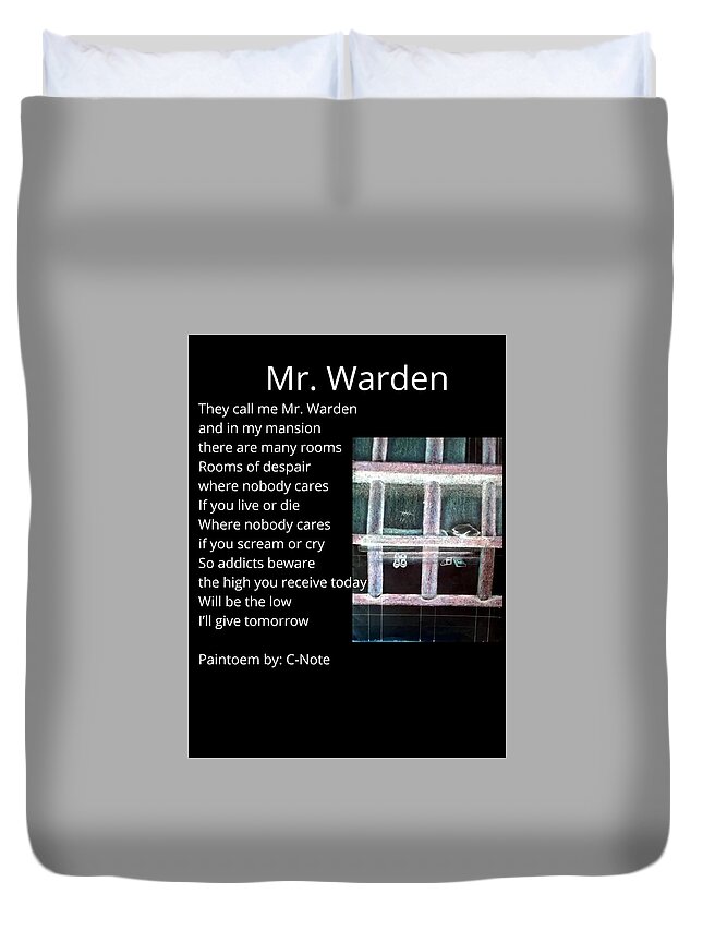 Black Art Duvet Cover featuring the digital art Mr. Warden Paintoem by Donald C-Note Hooker