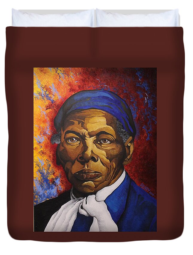Historical Female Portrait Duvet Cover featuring the painting Ms. Tubman by William Roby