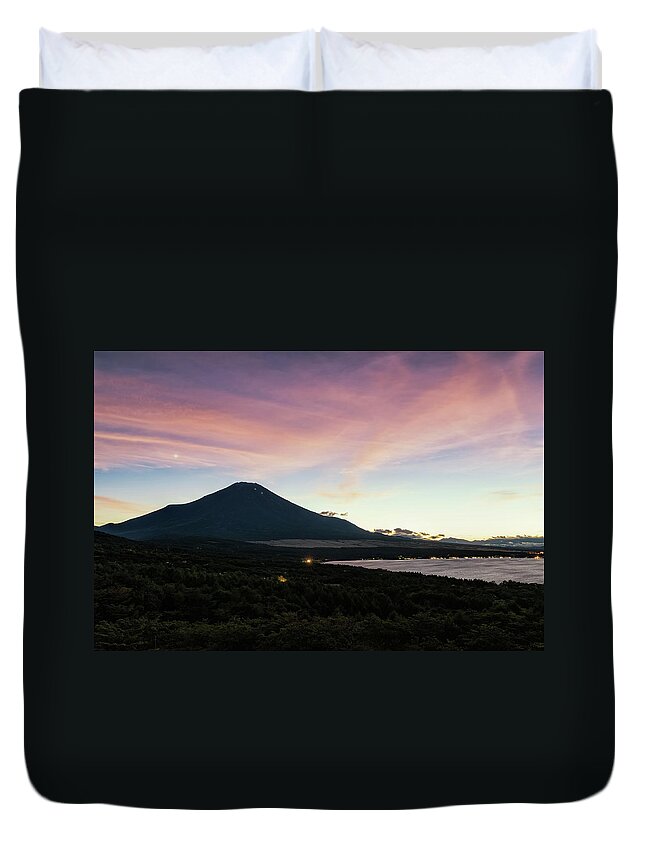 Tranquility Duvet Cover featuring the photograph Mt. Fuji At Dusk by Yuga Kurita