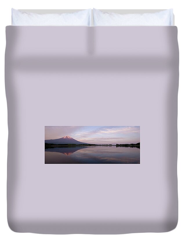 Tranquility Duvet Cover featuring the photograph Mt Fuji From Lake Tanuki by Photographer Aron Pena