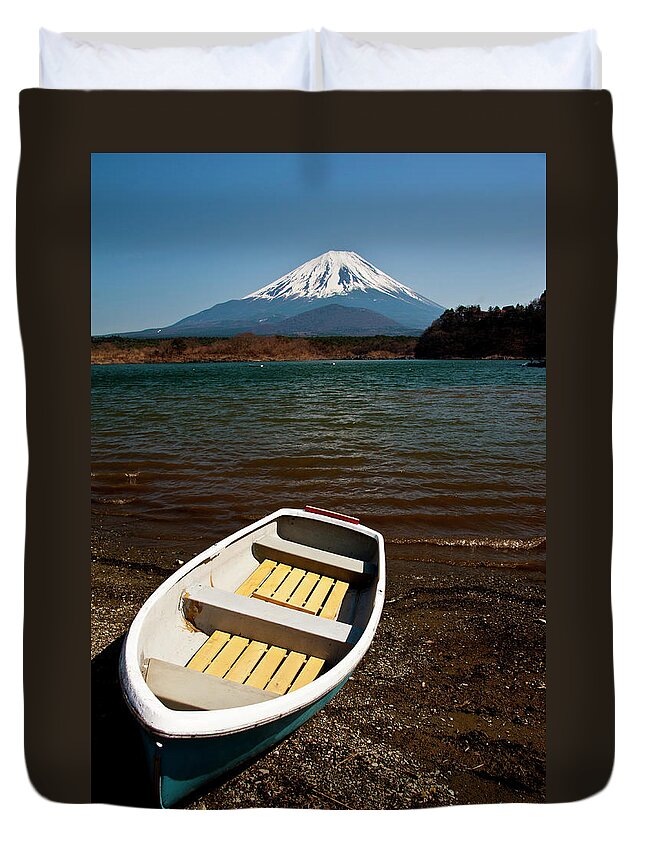 Scenics Duvet Cover featuring the photograph Mt. Fuji From Shojiko by Image Supplied By Www.bensmethers.co.uk
