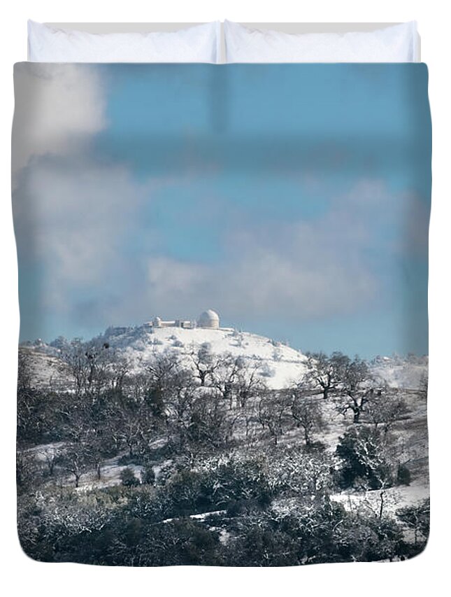 Lick Observatory Duvet Cover featuring the photograph Mt Hamilton in Winter by Mike Gifford
