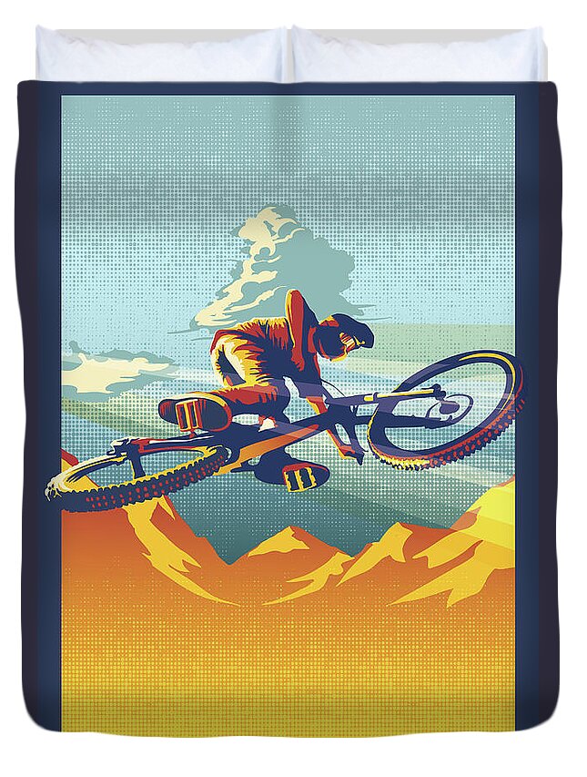 Mountain Bike Art Duvet Cover featuring the painting My Air Miles by Sassan Filsoof