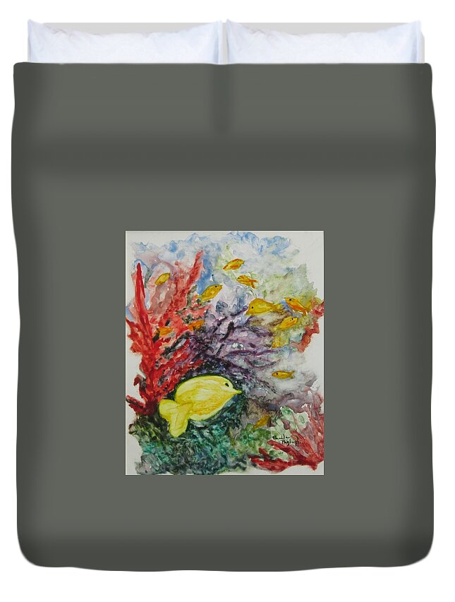 Watercolor Duvet Cover featuring the painting My World by Paula Pagliughi