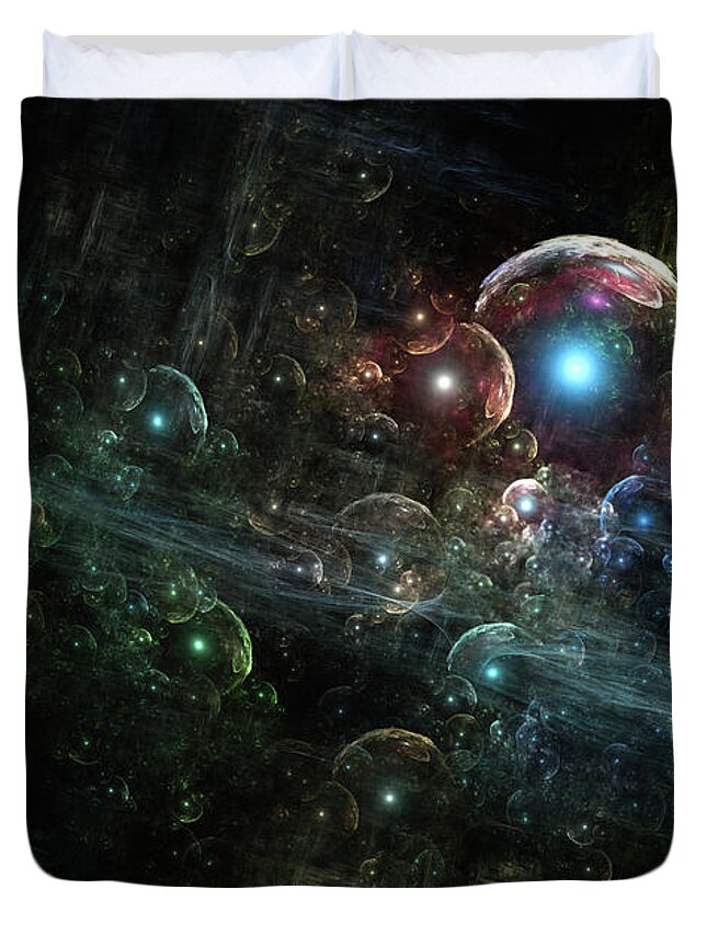 Fractals Duvet Cover featuring the digital art Mystery Of The Orb Cluster by Rolando Burbon