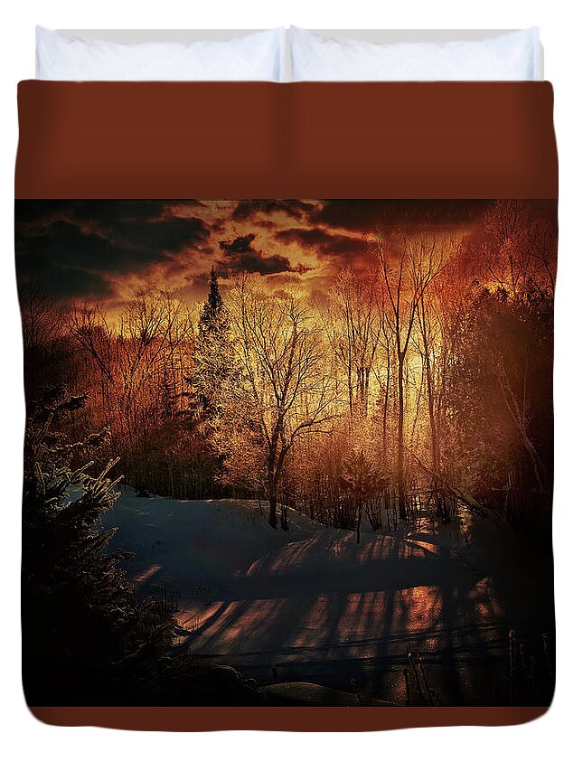 Mystic Sunset Duvet Cover featuring the photograph Mystic Sunset by Gwen Gibson
