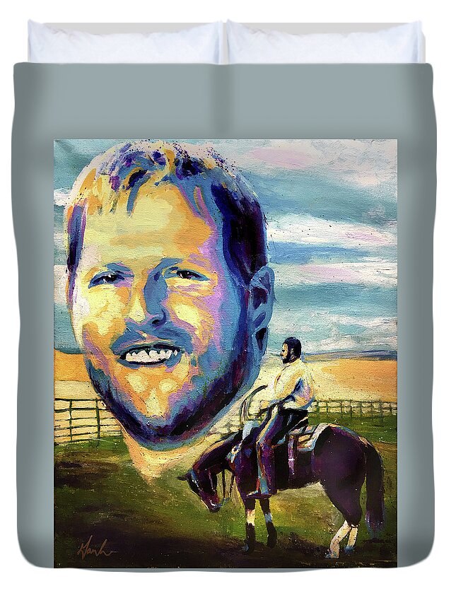 Portrait Duvet Cover featuring the painting Nate by Steve Gamba