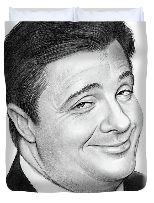 ﻿﻿nathan Lane Duvet Cover featuring the drawing Nathan Lane by Greg Joens