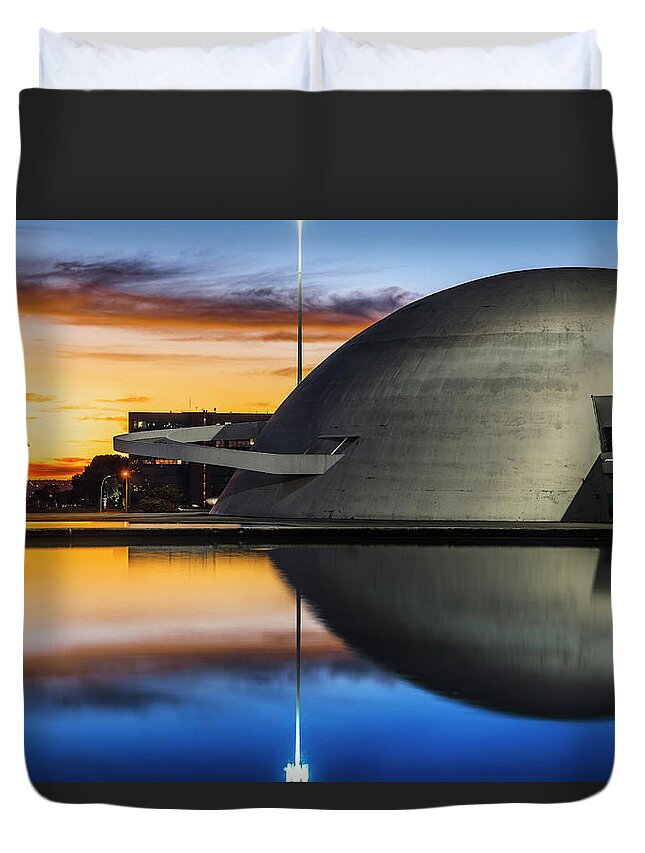 Estock Duvet Cover featuring the digital art National Museum, Brasilia, Brazil by Antonino Bartuccio
