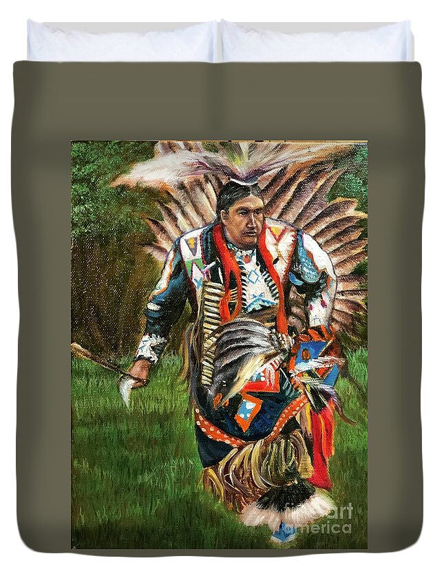 Native American Duvet Cover featuring the painting Native American by Leland Castro