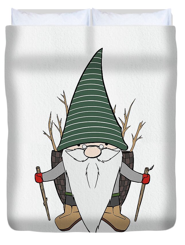 Gnome Duvet Cover featuring the mixed media Nature Gnomes I by Hugo Edwins
