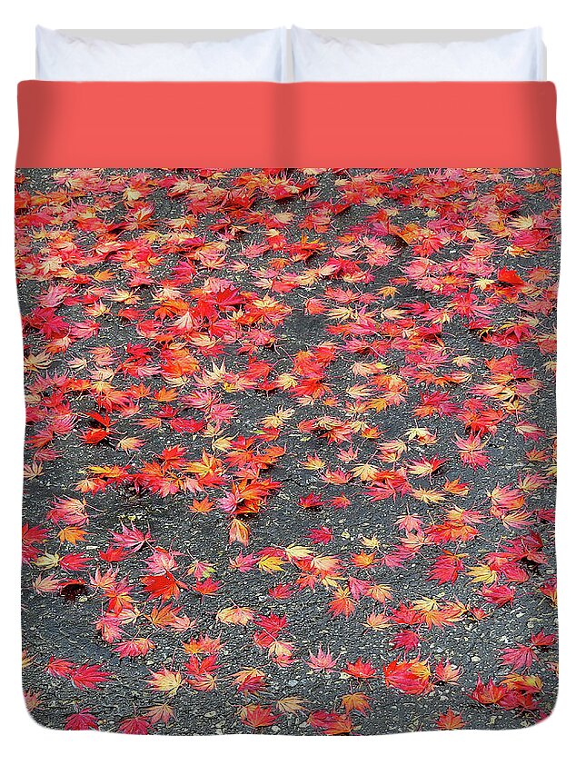 Autumn Duvet Cover featuring the photograph Nature's Confetti by Linda Stern