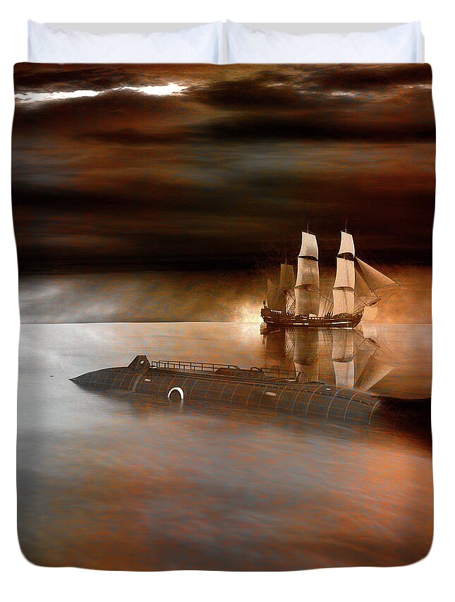 Submarine Duvet Cover featuring the digital art Nautilus by Michael Cleere