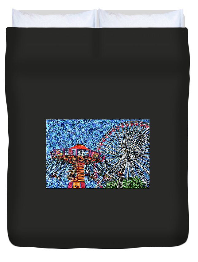 Navy Pier Duvet Cover featuring the painting Navy Pier by Micah Mullen