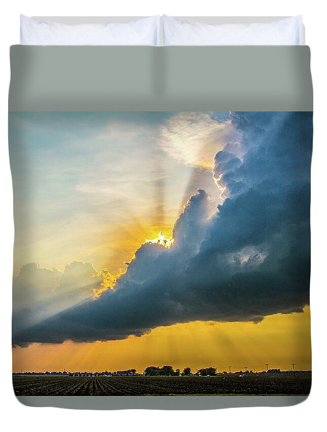 Nebraskasc Duvet Cover featuring the photograph Nebraska Sunset Thunderheads 021 by NebraskaSC