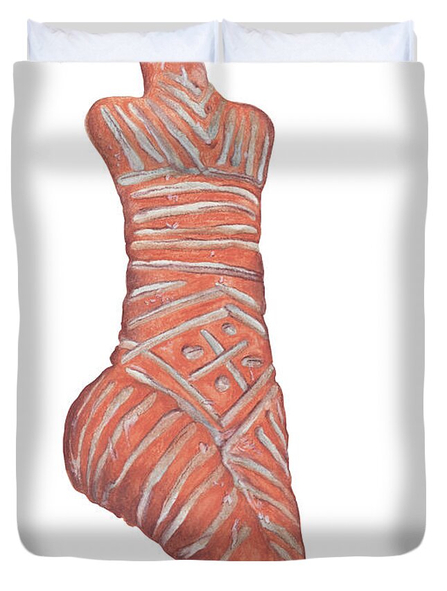 Venus Duvet Cover featuring the drawing Neolithic Venus Mother Goddess by Nikita Coulombe