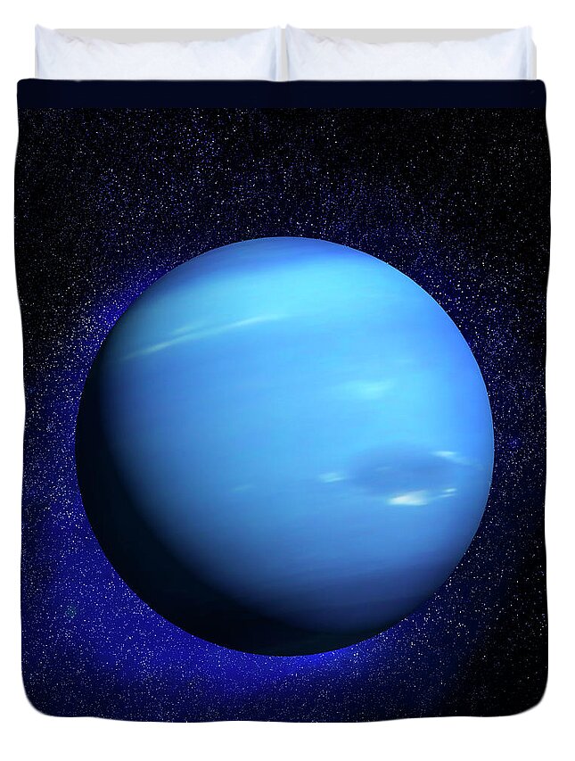 Research Duvet Cover featuring the digital art Neptune & Stars by Ian Mckinnell