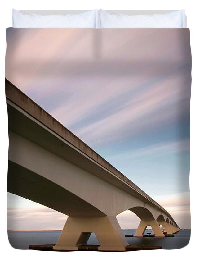 Long Duvet Cover featuring the photograph Netherlands, Zeeland, Zeelandbrug by Kees Smans