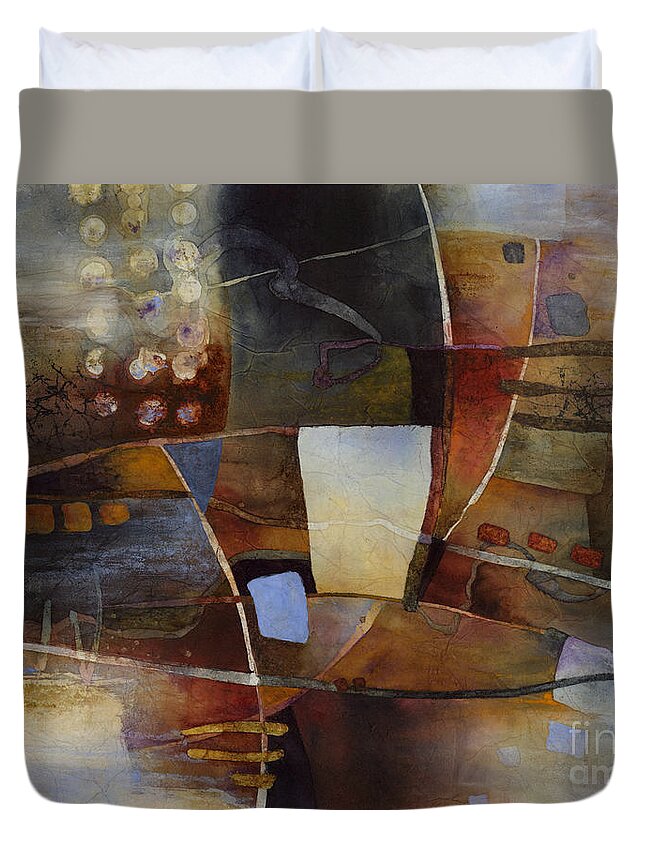 Abstract Duvet Cover featuring the painting Neutral Elements 2- Horizontal by Hailey E Herrera