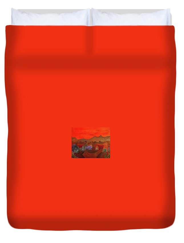 New Duvet Cover featuring the painting New Mexico Dreaming by Randy Sylvia