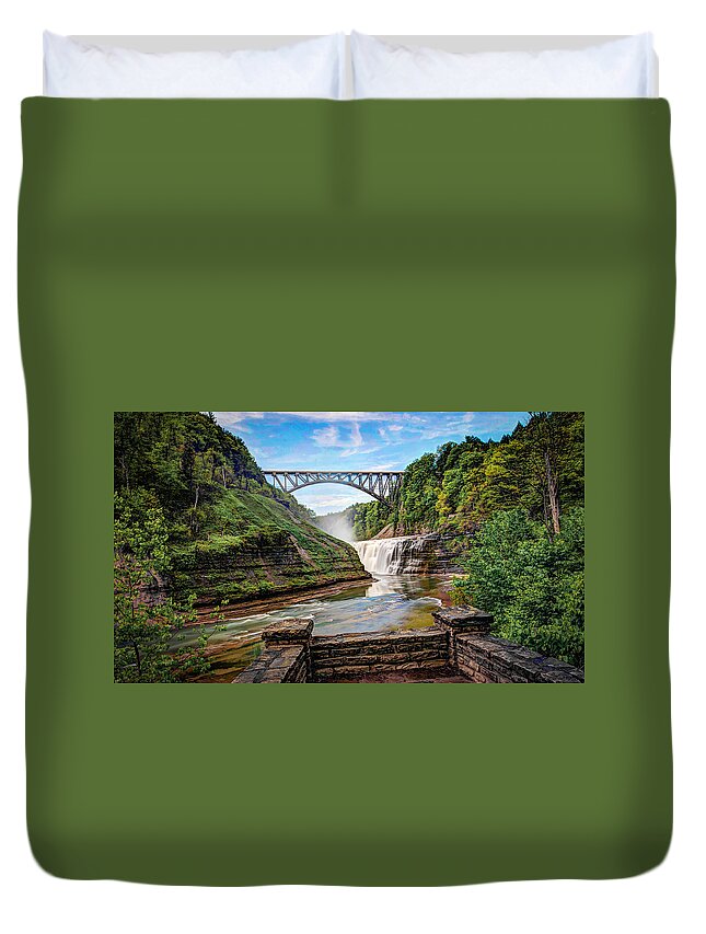 Great Bend Duvet Cover featuring the photograph New Trestle Bridge by Joe Granita