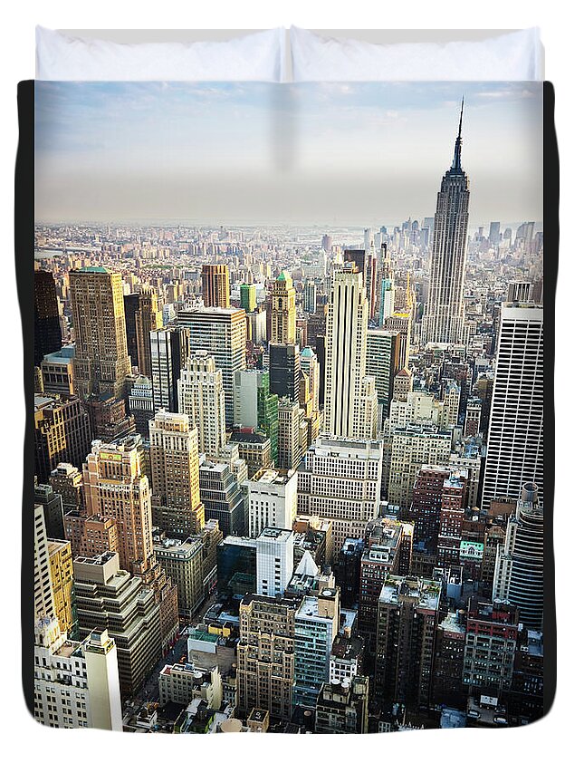 Viewpoint Duvet Cover featuring the photograph New York Skyline Summertime View by Mlenny