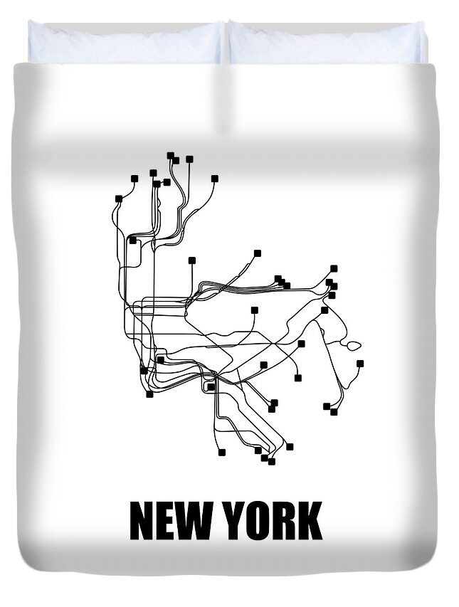 New York Duvet Cover featuring the digital art New York Square Subway Map 2 by Naxart Studio