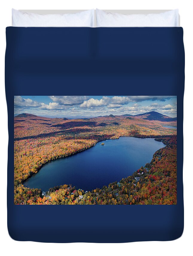 Newark Pond Duvet Cover featuring the pyrography Newark Pond, VT by John Rowe
