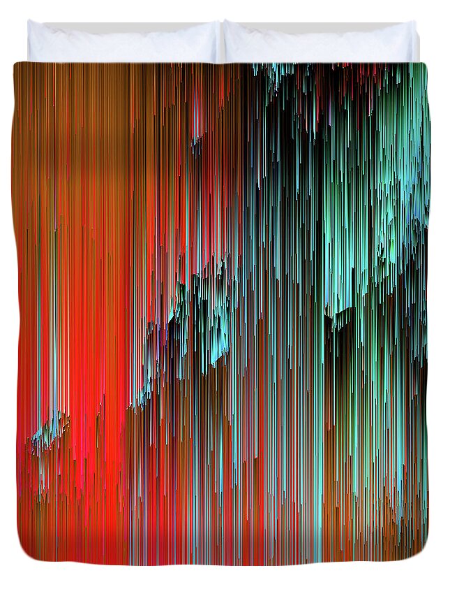Glitch Duvet Cover featuring the digital art Nice Day for a Walk by Jennifer Walsh