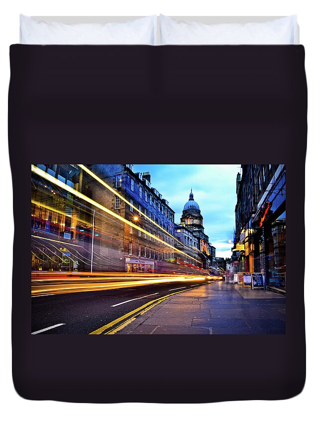 Scotland Duvet Cover featuring the photograph Nicolson Street by Chris Rubey