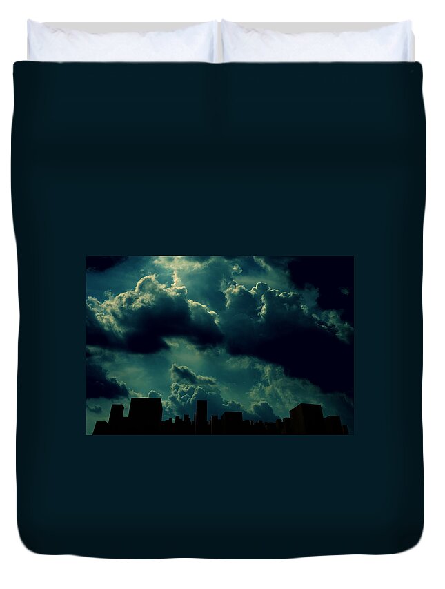 Art Duvet Cover featuring the photograph Night City by Szaz