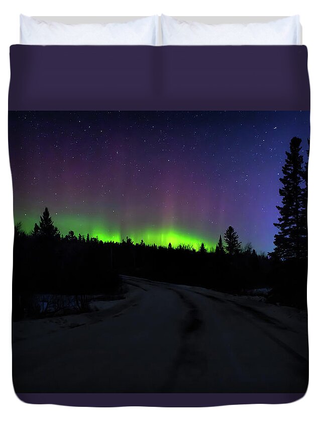 Northern Lights Duvet Cover featuring the photograph Night Dancer by Susan Rissi Tregoning