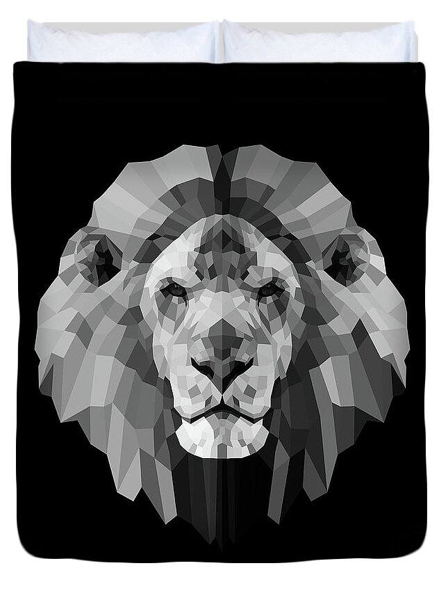 Lion Duvet Cover featuring the digital art Night Lion by Naxart Studio