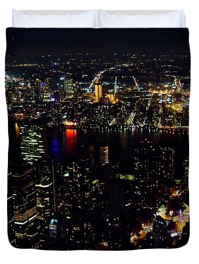 City Duvet Cover featuring the photograph New york East River Queensboro Bridge by Bnte Creations