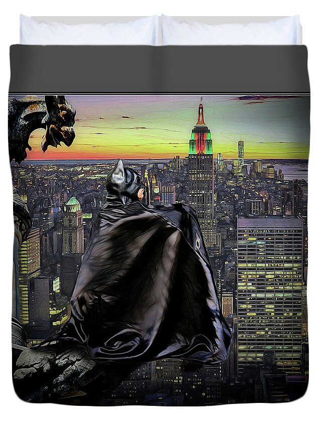 Bat Duvet Cover featuring the photograph Night Of The Bat Man by Jon Volden