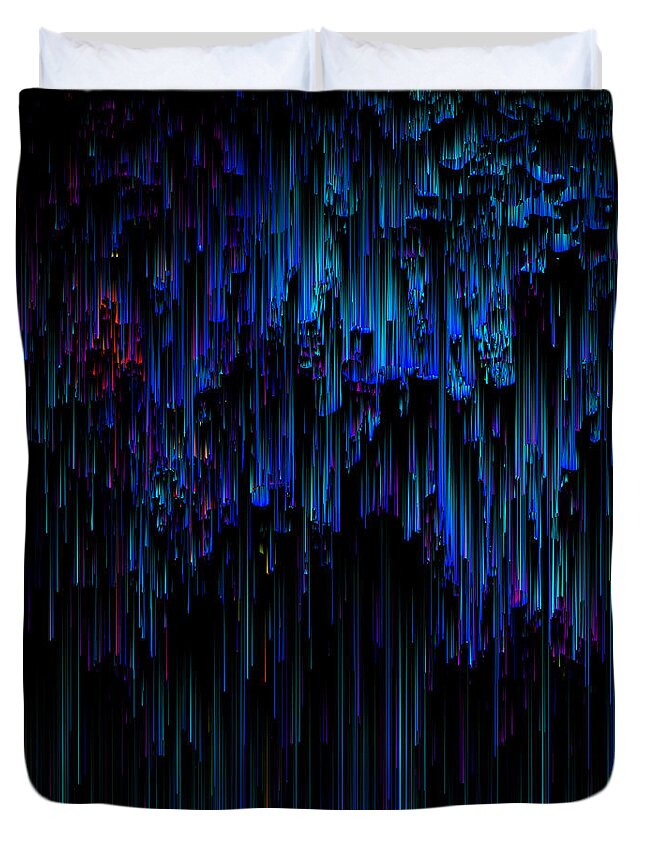 Glitch Duvet Cover featuring the digital art Night Rain by Jennifer Walsh