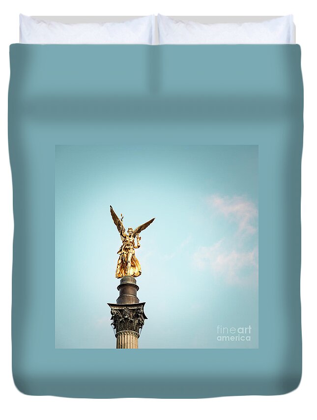 1x1 Duvet Cover featuring the photograph Nike - the golden beauty by Hannes Cmarits
