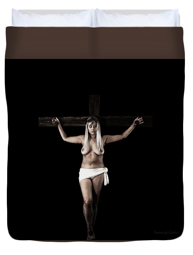 Nordic Duvet Cover featuring the photograph Nordic Chiaroscuro Crucifix I by Ramon Martinez