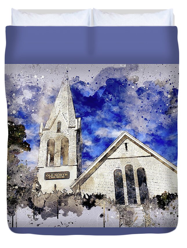 Church Duvet Cover featuring the digital art North Church by Mark Jackson