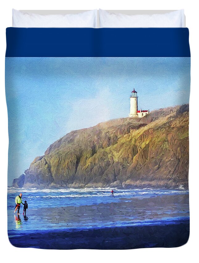 North Head Lighthouse Duvet Cover featuring the painting North Head Light House by Jeanette Mahoney