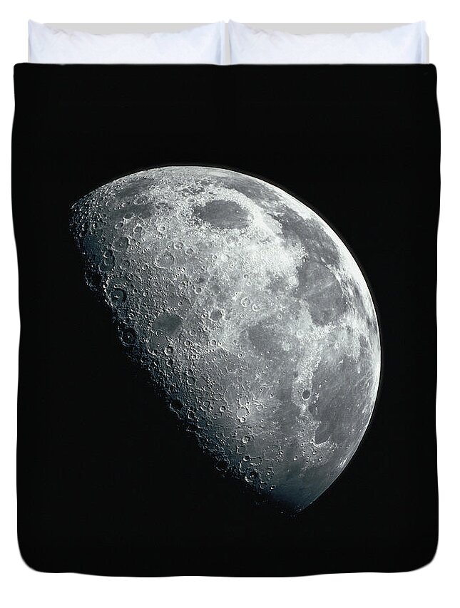 Clear Sky Duvet Cover featuring the photograph North Pole Of The Earths Moon by Stocktrek