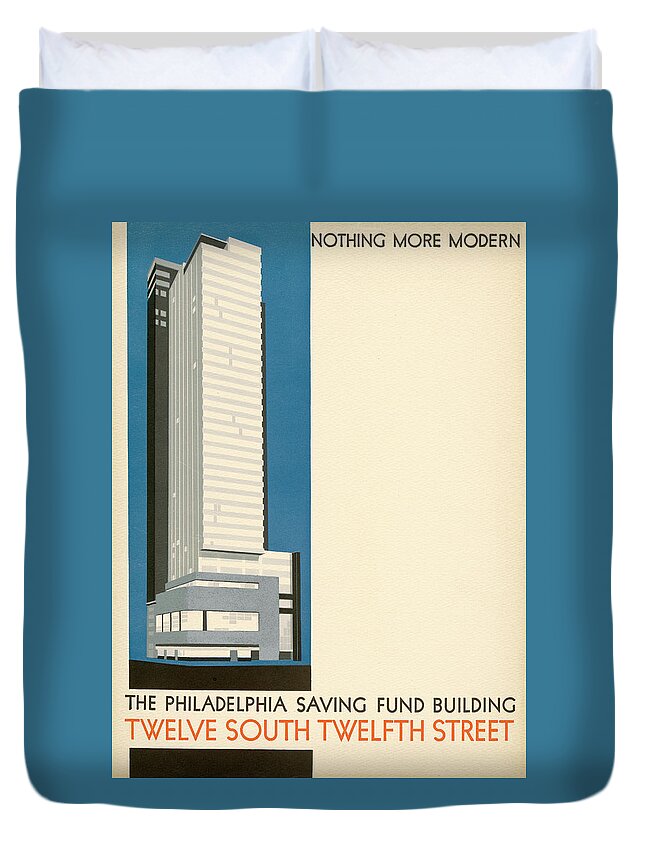 Psfs Duvet Cover featuring the mixed media Nothing More Modern The Philadelphia Savings Fund Society Building, 1932 by Howe and Lescaze