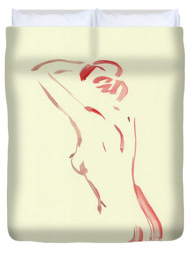 Nude Duvet Cover featuring the painting Nude Model Gesture XLII by Irina Sztukowski