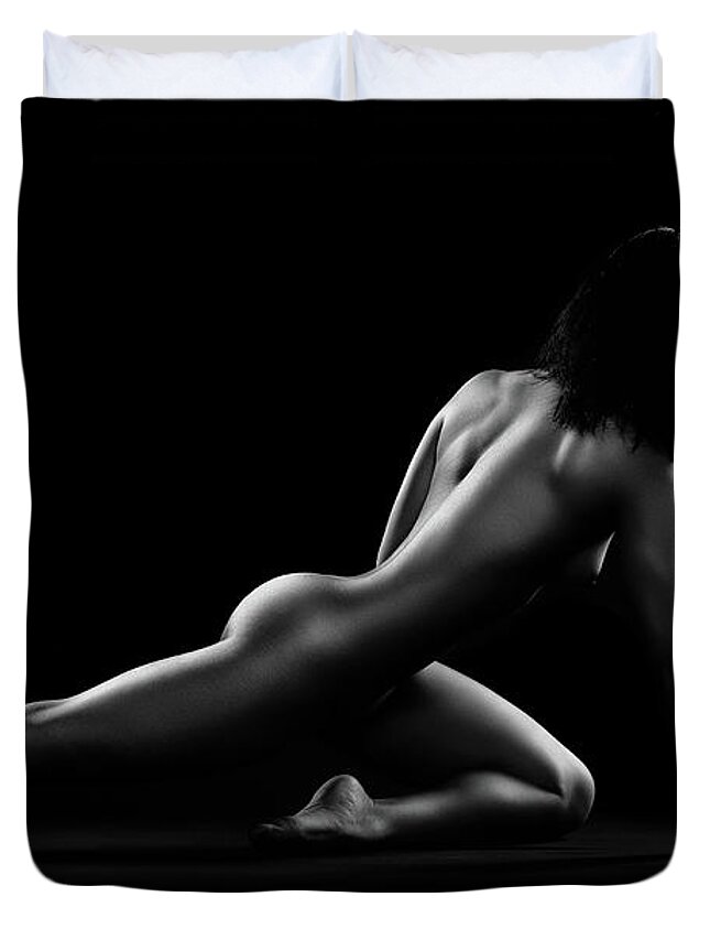 Woman Duvet Cover featuring the photograph Nude woman bodyscape 5 by Johan Swanepoel