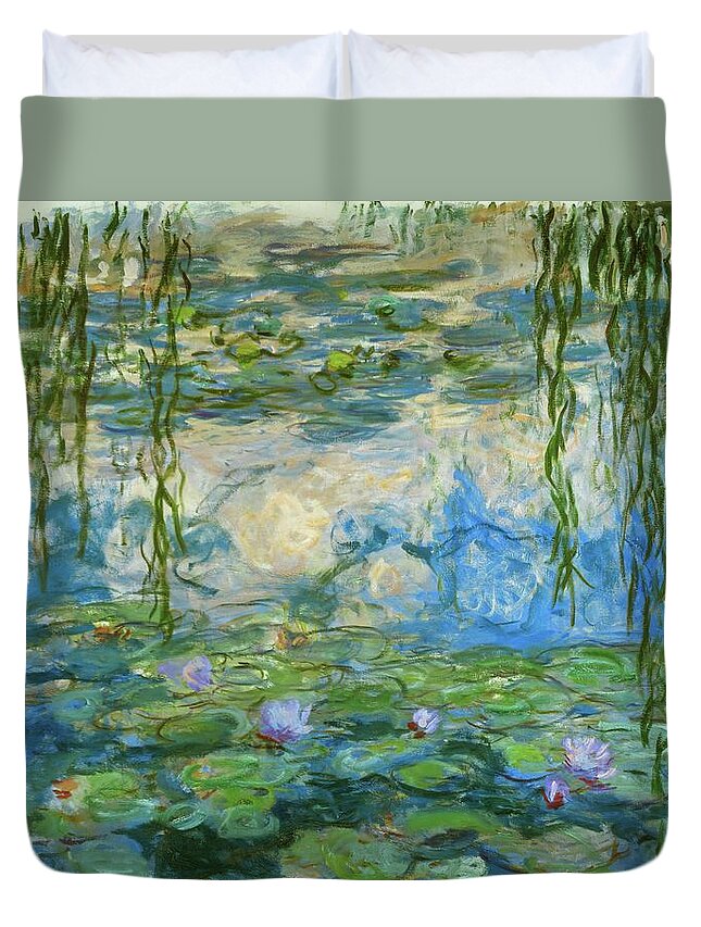Claude Monet Duvet Cover featuring the painting Nympheas,1916-1919 Canvas,150 x 200 cm Inv. 51 64. by Claude Monet -1840-1926-