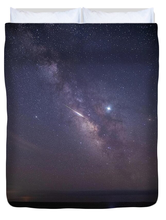 Oak Island Duvet Cover featuring the photograph Oak Island Milky Way by Nick Noble